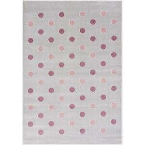 Livone Dětský koberec - krémový s puntíky barva: stříbrnošedá-růžová, rozměr: 100 x 160 cm