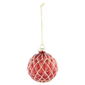 Červená vánoční koule se třpytkami - Ø 6*7 cm