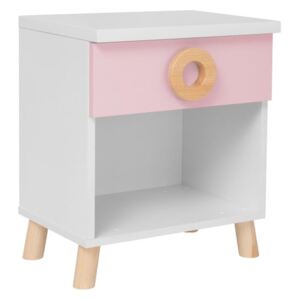 Růžovo-bílý noční stolek KICOTI Circle
