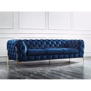 Art Deco modré sametové sofa