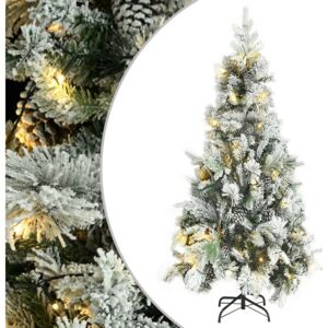 Vánoční stromek se sněhem LED diodami a šiškami 225 cm PVC a PE