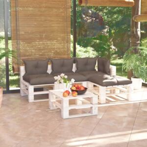 5dílná zahradní sedací souprava z palet + podušky borové dřevo