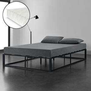 [en.casa] Kovová postel "Kreta" ABMB-0954 160x200 cm černá s matrací a roštem