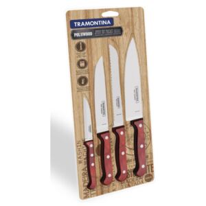 Set kuchyňských nožů Polywood 4ks, červená/blister