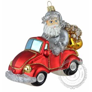 Vánoční Santa v červeném autě