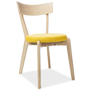 Jídelní dřevěná židle s čalouněným sedákem ve žluté barvě KN903