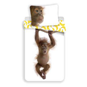Jerry Fabrics Bavlněné povlečení 3D fototisk se zipem 140x200 - Orangután