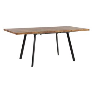 Rozkládací jídelní stůl světlé dřevo s černou 140 / 180 x 90 cm HARLOW