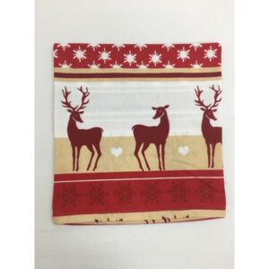Bavlněný potah na polštářek 40x40 - Vánoční jelen červený