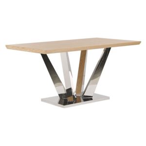 Jídelní stůl 160 x 90 cm světlé dřevo se stříbrnou BONAVENTUROU