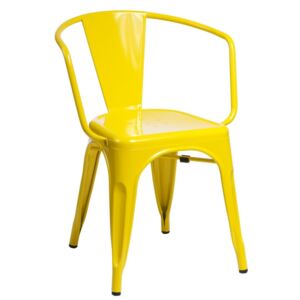 D2.DESIGN Židle Paris Arms inspirovaná Tolix žlutá