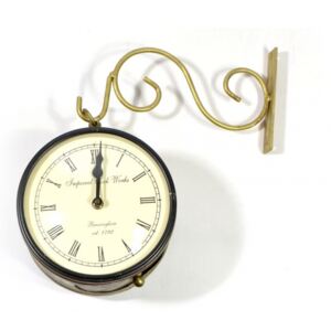 Sanu Babu Oboustranné závěsné hodiny, zlatá, květinový motiv, zdobený mosazný plech, 18cm