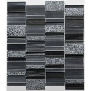 Mozaika Černá sklo-kámen 33,5x30,5, MKS141