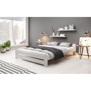 Dvoulůžková postel z masivu borovice Herm - bílá 180 x 200