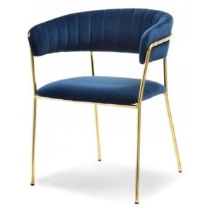 Medo Jídelní židle MALE, modrá / zlatá podnož
