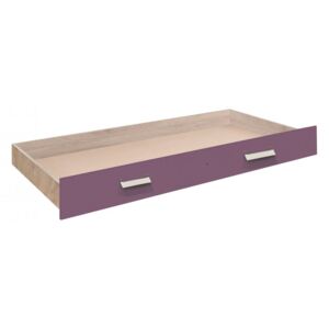 Zásuvka postele Kinder - dub šedý/fialová