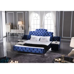 Luxusní modrá sametová postel