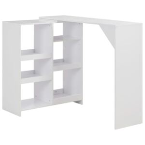 Barový stůl s pohyblivým regálem bílý 138 x 40 x 120 cm