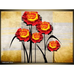 Abstraktní obraz - červené květiny (F005504F7050)