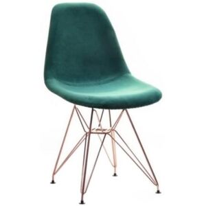 Design Project Zelená sametová židle DSR se zlatou podnoží