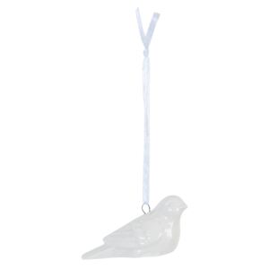 Závěsný bílý porcelánový ptáček - 7*3*3 cm