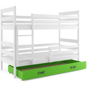 B2b1 BMS-group Patrová postel ERYK 80x190 cm, bílá/zelená Pěnová matrace