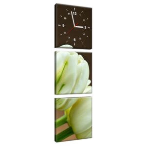 Obraz s hodinami Okouzlující bílé tulipány 30x90cm ZP1257A_3V
