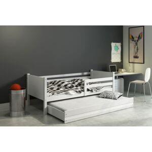 Dětská postel s přistýlkou CLIR 2 80x190 cm, bílá/bílá Pěnová matrace