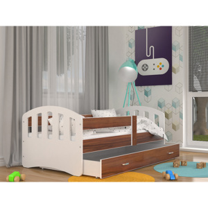 Dětská postel ŠTÍSTKO barevná + matrace + rošt ZDARMA, 160x80, bílá/havana