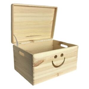 Foglio Dřevěný box s úsměvem a víkem 40 x 30 x 23 cm