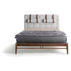 Dvoulůžková postel s nohami z ořechového dřeva Ángel Cerdá Olivia, 160 x 200 cm