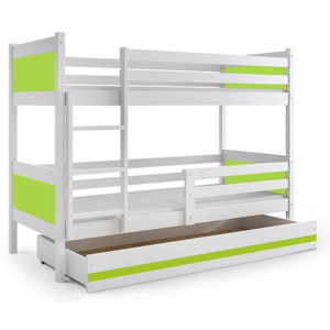 Patrová postel BALI + ÚP + matrace + rošt ZDARMA, 190 x 80, bílý, zelený