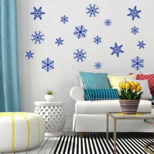 Snowflakes - samolepka na zeď Modrá 50 x 35 cm