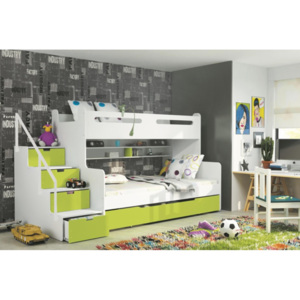 Dětská patrová postel zelené barvy F1022