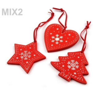 Stoklasa Dřevěná vánoční dekorace - mix 2 červená