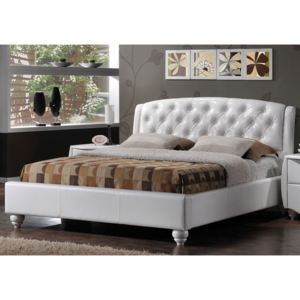 Čalouněná manželská postel 160x200 cm v bílé barvě s roštem KN1226