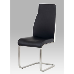 Autronic Jídelní židle koženka černá + bílá / broušený nerez HC-911 BK