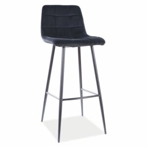 Barová židle - MILA H-1 Velvet , kovové nohy, různé barvy na výběr Čalounění: černá (Bluvel 19)