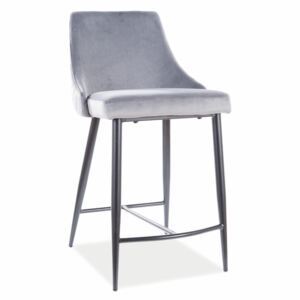 Barová židle - PIANO B H-2 Velvet , kovové nohy, různé barvy na výběr Čalounění: světle šedá (Bluvel 14)