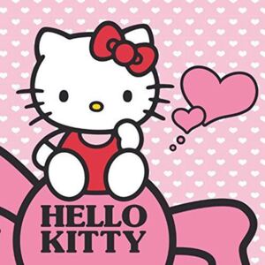 DETEXPOL Magický ručníček Hello Kitty srdíčka Bavlna/Froté, 30/30 cm
