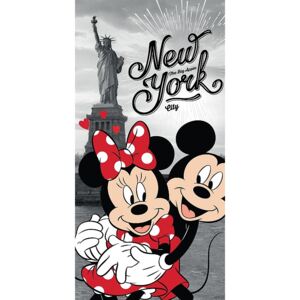 JERRY FABRICS Osuška Mickey a Minnie v New Yorku Bavlna Froté 70/140 cm