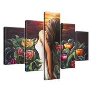 Ručně malovaný obraz Žena mezi květinami 100x70cm RM4773A_5A