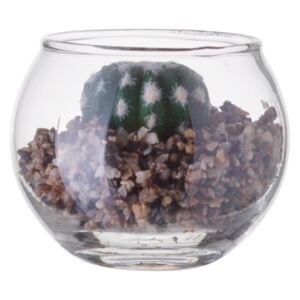 S-art - Váza kulatá s dekorační rostlinou - S-Art 7 cm (593607)