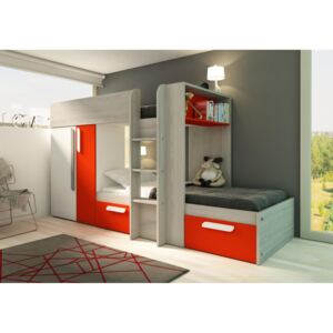 Aldo Patrová postel B s prvky v červeném odstínu