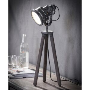 Aldo Stolní lampa železná s dřevěným stativem