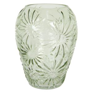 Zelená skleněná váza s květy Jasmina – Ø16*20 cm