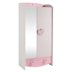 Růžová šatní skříň se zrcadlem Anastasia