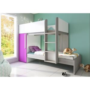 Patrová postel pro dvě děti Bo7 - tmavě růžová - Šuplík jako přistýlka, nebo úl. prostor