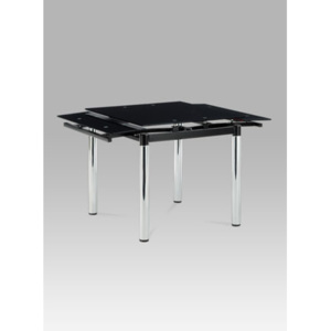 Autronic Jídelní stůl rozkládací 80+48x80 cm, černé sklo / chrom AT-1880 BK