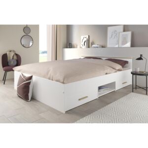 Bílá postel se dvěma šuplíky Earth 140x190 cm